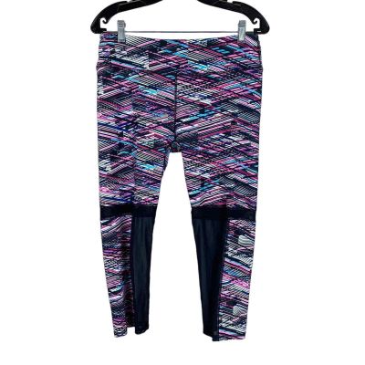 Fabletics Sheer Calf Geometric Pattern Capri Leggings Size M EUC Pull-On